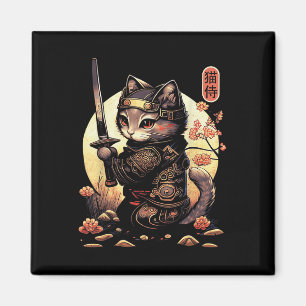 Japanisch Samurai Cat Tattoo, Kawaii Ninja Cat Magnet