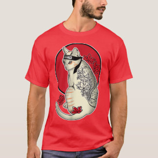 Japanisch Samurai Cat Tattoo Ninja Cat Kawaii T-Sh T-Shirt