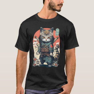 Japanisch Samurai Cat Tattoo, Ninja Cat Women, Mäd T-Shirt