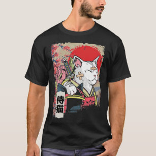 Japanisch Samurai Cat Warrior Japan Ninja Kitten T-Shirt