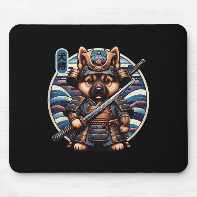 Japanisch Samurai Dog Tattoo, Deutscher Schäferhun Mousepad (Vorne)