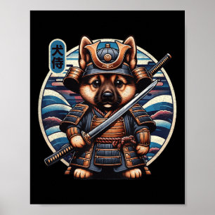 Japanisch Samurai Dog Tattoo, Deutscher Schäferhun Poster