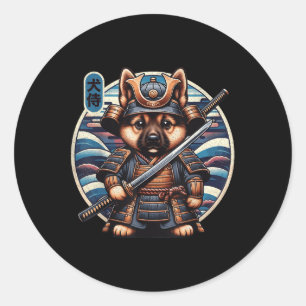 Japanisch Samurai Dog Tattoo, Deutscher Schäferhun Runder Aufkleber