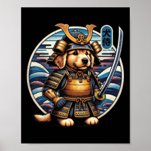 Japanisch Samurai Dog Tattoo, Golden Retriever Kaw Poster