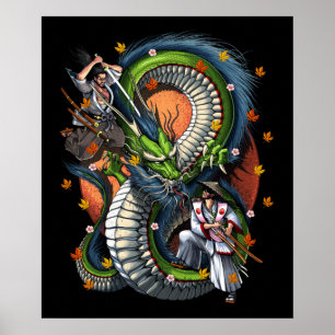 Japanisch Samurai / Dragon Poster