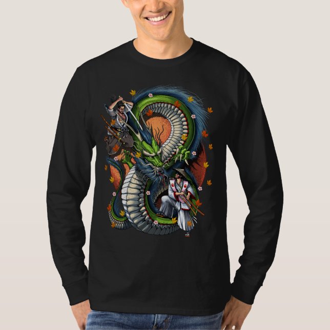 Japanisch Samurai / Dragon T-Shirt (Vorderseite)