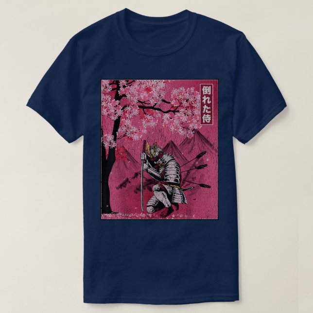 Japanisch Samurai Fallen Warrior Cherry Blossom Vi T-Shirt (Design vorne)