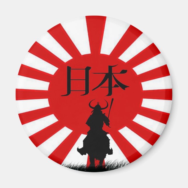 Japanisch Samurai & Flag Patriotic Art Magnet (Vorne)