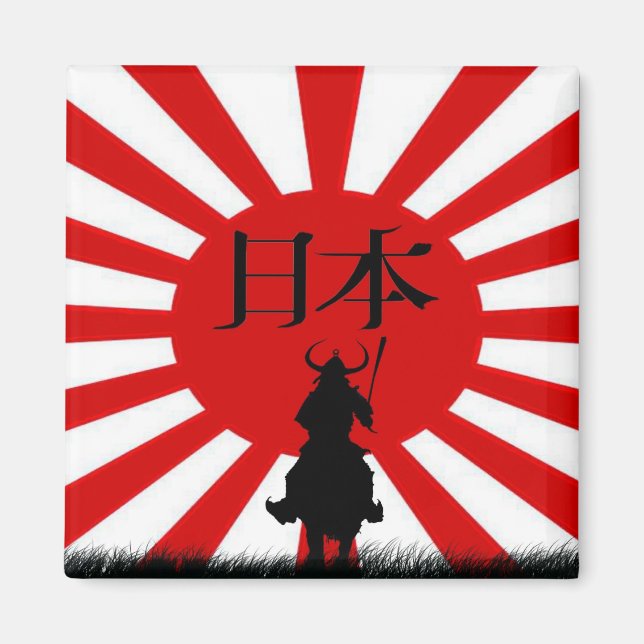 Japanisch Samurai & Flag Patriotic Art Magnet (Vorne)