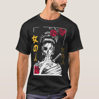 Japanisch Samurai Floral Warrior Geisha Woman Toky T-Shirt