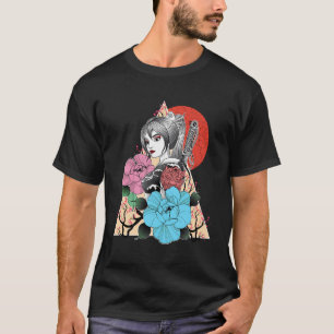 Japanisch Samurai Geisha Vintag Sakura Cherry Blos T-Shirt