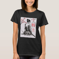 Japanisch Samurai Girl Cherry Blossom Woodblock Ar