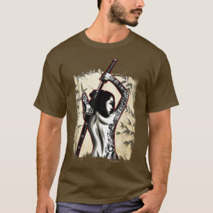 Japanisch Samurai Girl Sword Japan Tattooed Female T-Shirt