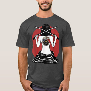 Japanisch Samurai Girl und Vintag Sakura Cherry Bl T-Shirt