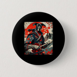 Japanisch Samurai Great Dane Tattoo Kawaii Ukiyo-e Button