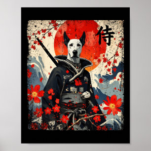 Japanisch Samurai Great Dane Tattoo Kawaii Ukiyo-e Poster