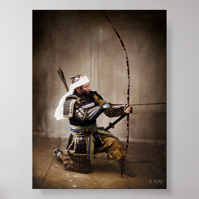 Japanisch Samurai in Armor mit Bow Poster (Vorne)