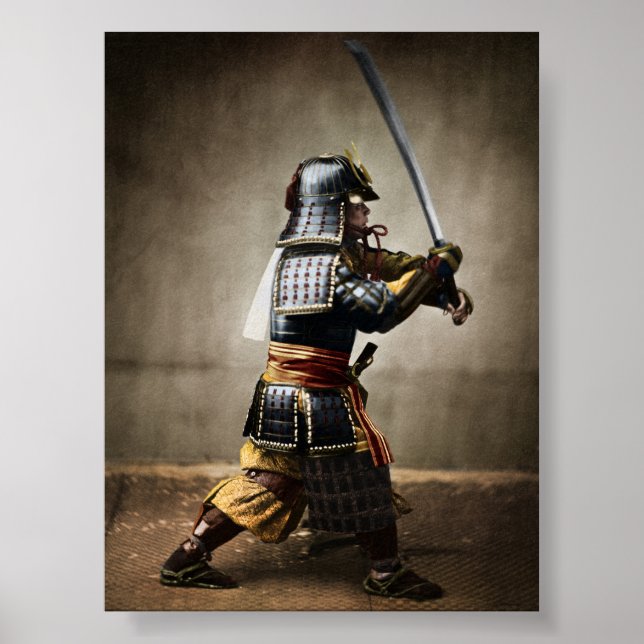 Japanisch Samurai in Armor mit Katana Poster (Vorne)