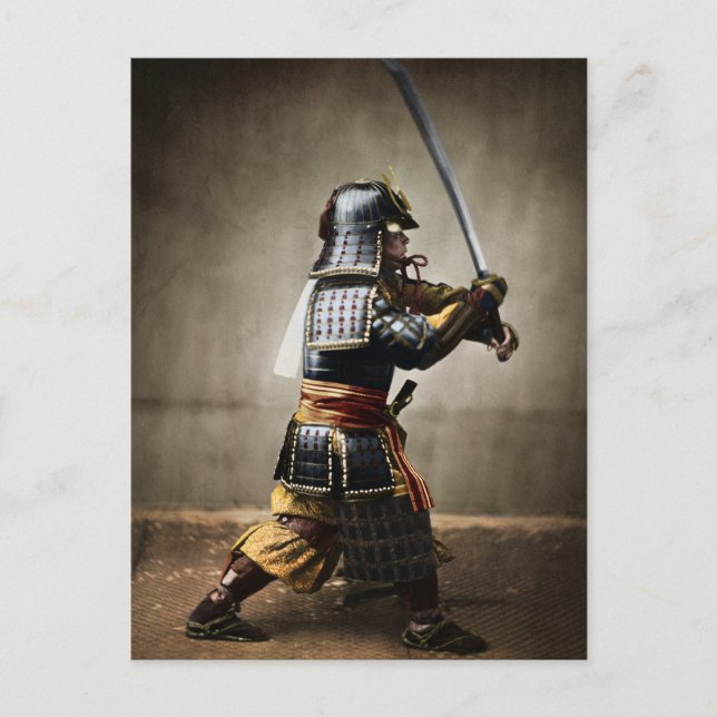 Japanisch Samurai in Armor mit Katana Postkarte (Vorderseite)
