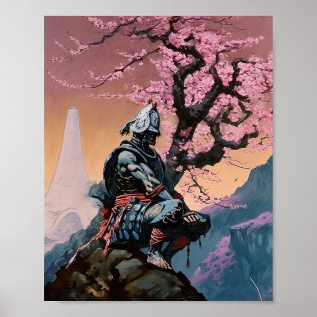 Japanisch Samurai Meditation Poster (Vorne)