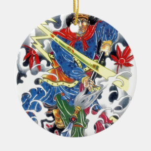 Japanisch Samurai mit Spear-Tätowierdesign Keramikornament