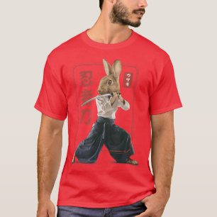 Japanisch Samurai Ninja Bunny Rabbit Kawaii Tattoo T-Shirt