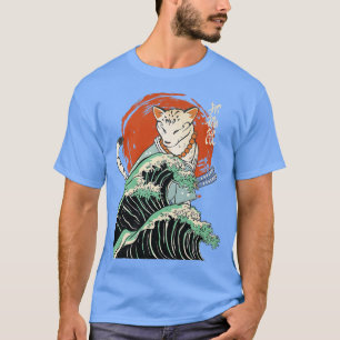 Japanisch Samurai Ninja Cat Die große Welle Kanaga T-Shirt