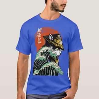 Japanisch Samurai Ninja Cat Die große Welle Kanaga T-Shirt