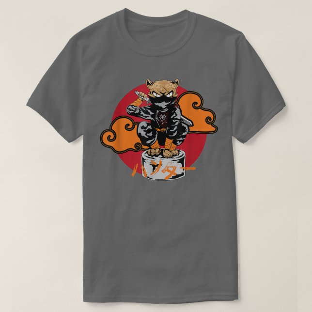 Japanisch Samurai Ninja Cat Geschenk Kawaii Tattoo T-Shirt (Design vorne)