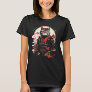 Japanisch Samurai Ninja Cat Japanisch Kunst Grafik T-Shirt