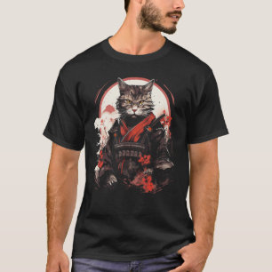 Japanisch Samurai Ninja Cat Japanisch Kunst Grafik T-Shirt