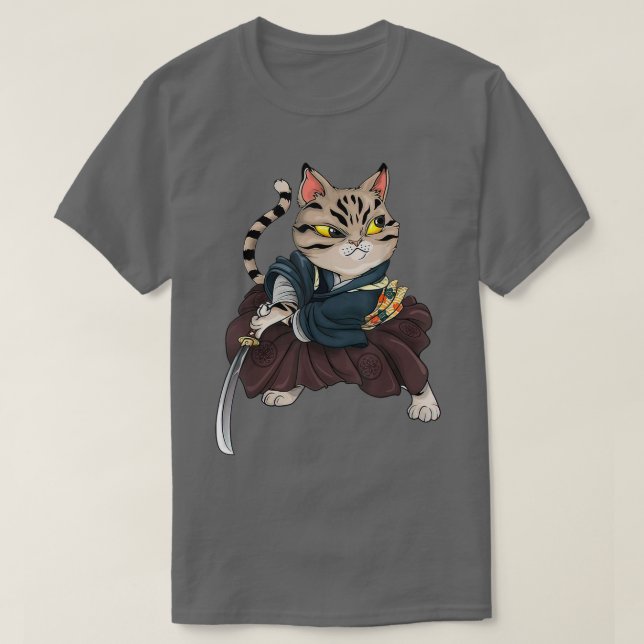 Japanisch Samurai Ninja Cat Kawaii Phantastisch Ne T-Shirt (Design vorne)