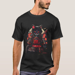 Japanisch Samurai Ninja Cat Kawaii Tattoo Graphic T-Shirt