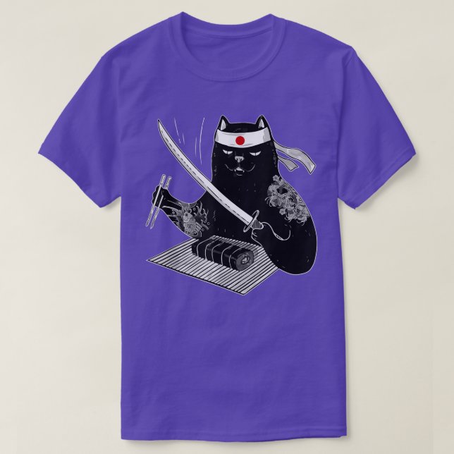 Japanisch Samurai Ninja Cat Kawaii Tattoo Men Wome T-Shirt (Design vorne)