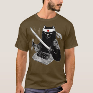 Japanisch Samurai Ninja Cat Kawaii Tattoo Men Wome T-Shirt