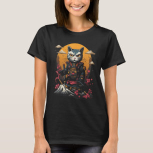 Japanisch Samurai Ninja Cat Retro Tattoo Graphic # T-Shirt