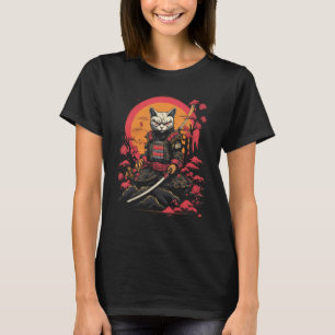 Japanisch Samurai Ninja Cat Retro Tattoo Graphic # T-Shirt