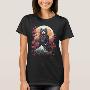 Japanisch Samurai Ninja Cat Retro Tattoo Graphic # T-Shirt