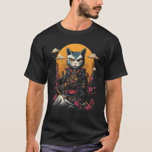 Japanisch Samurai Ninja Cat Retro Tattoo Graphic # T-Shirt