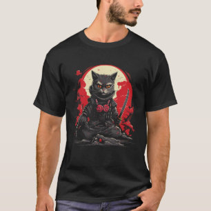 Japanisch Samurai Ninja Cat Retro Tattoo Graphic # T-Shirt