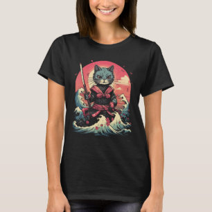 Japanisch Samurai Ninja Cat Retro Tattoo Graphic # T-Shirt