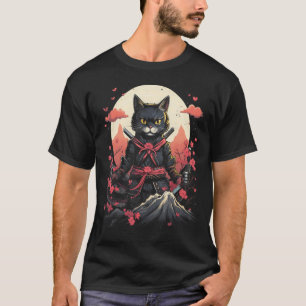 Japanisch Samurai Ninja Cat Retro Tattoo Graphic # T-Shirt