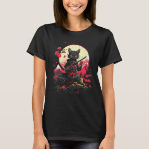 Japanisch Samurai Ninja Cat Retro Tattoo Graphic # T-Shirt