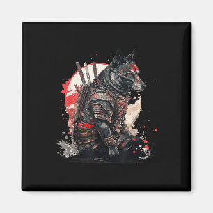Japanisch Samurai Ninja Dog Kawaii Tattoo Graphic Magnet