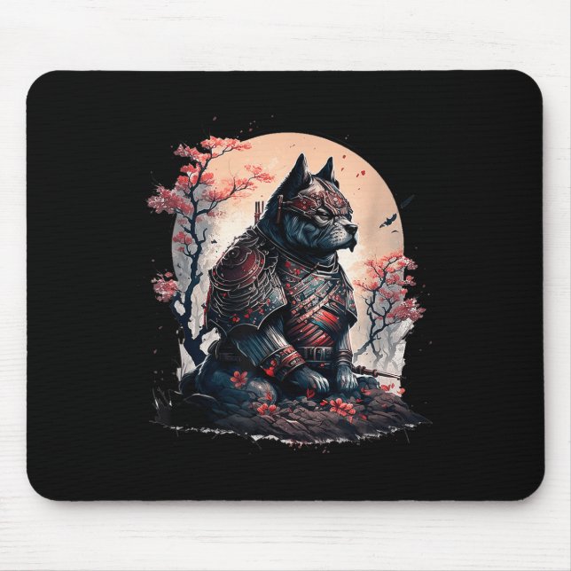 Japanisch Samurai Ninja Dog Tattoo Graphic for Men Mousepad (Vorne)