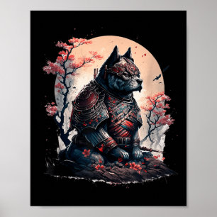 Japanisch Samurai Ninja Dog Tattoo Graphic for Men Poster