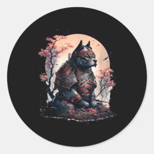 Japanisch Samurai Ninja Dog Tattoo Graphic for Men Runder Aufkleber