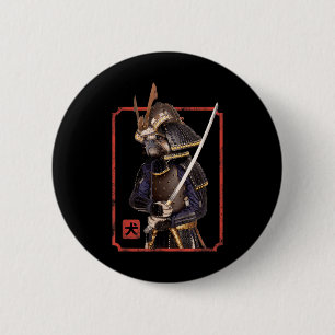 Japanisch Samurai Ninja Mops Dog Lover Kawaii Tatt Button