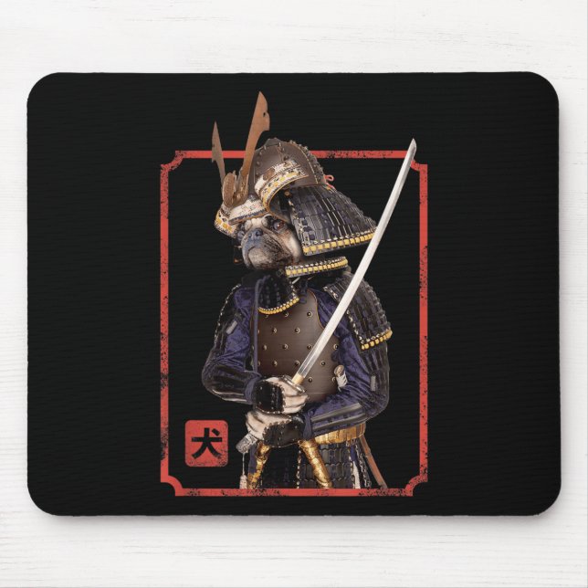 Japanisch Samurai Ninja Mops Dog Lover Kawaii Tatt Mousepad (Vorne)