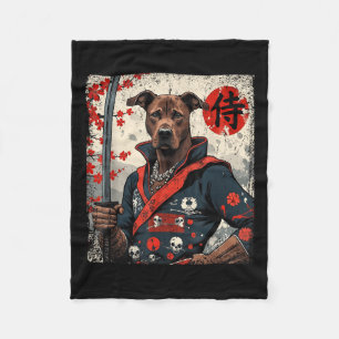 Japanisch Samurai Pitbull Tattoo Kawaii Ukiyo-e Ni Fleecedecke
